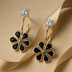 Avniri's Black Blossom Korean Earrings for Women and Girls