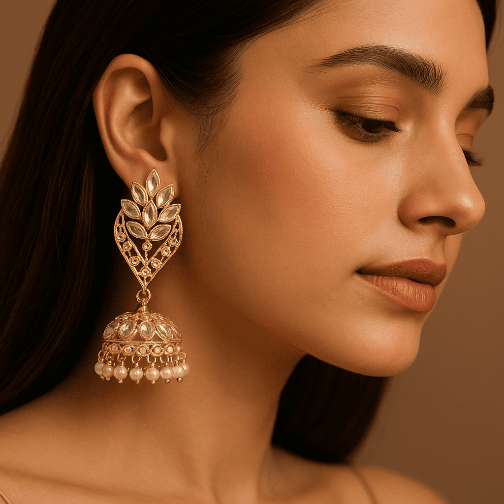 Avniri’s Royal Golden Jhumke Earrings for Women & Girls - Image 2