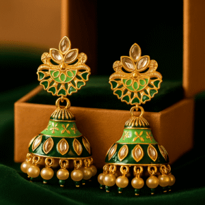 Avniri's Royal Green Jhumka Earrings for Women & Girls