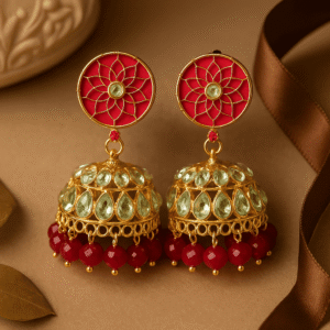 Avniri’s Royal Ruby Red Jhumka Earrings for Women & Girls