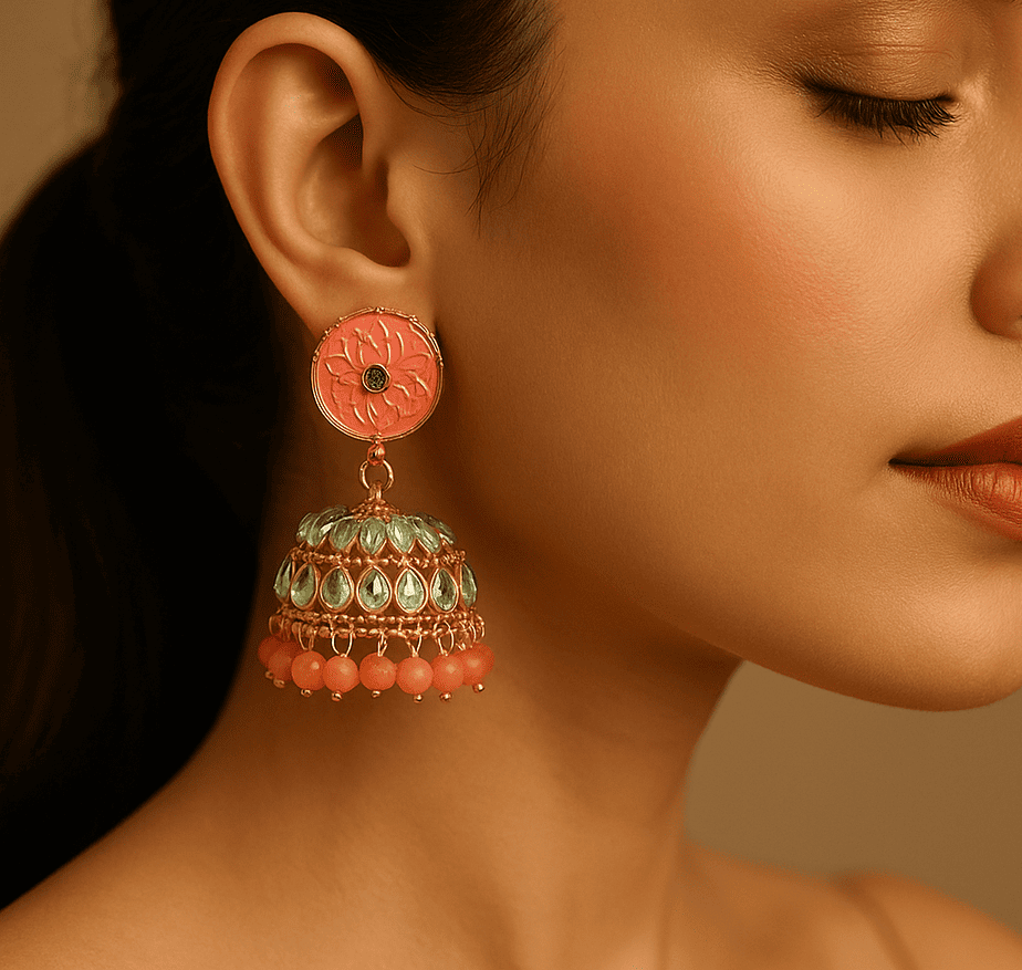 Avniri's Elegant Gulaabi Jhumka Earrings for Women & Girls - Image 2