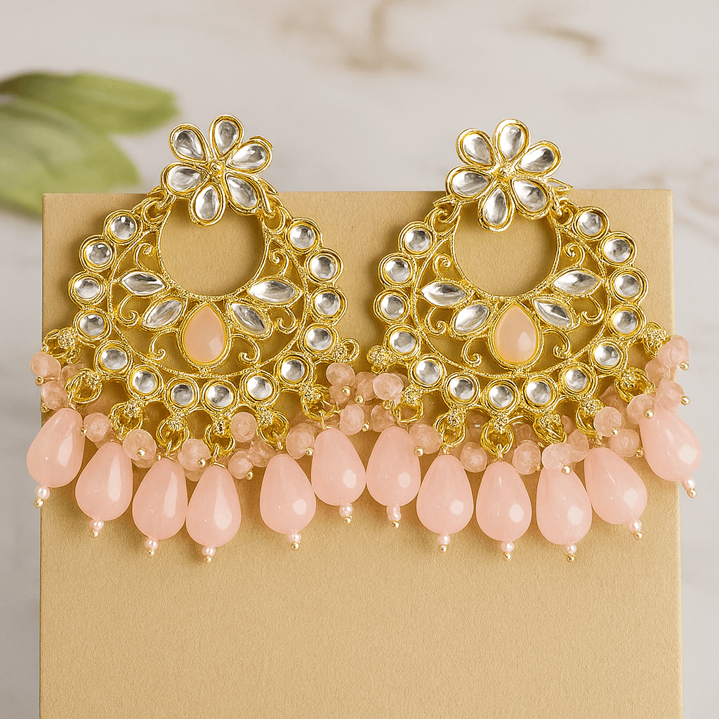 Avniri's Elegant Pink Beads Jhumka Earrings for Women & Girls